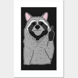 Grumpy Racoon Holding Middle finger funny gift Posters and Art